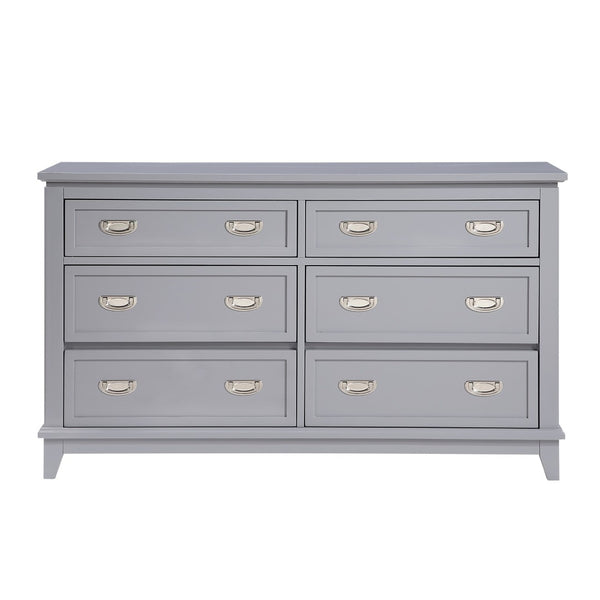 English Elm Gray Lacquer Six Drawer Dresser with Dovetail Wood Construction for Modern Bedrooms Gray B011P463881