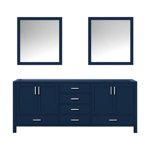 English Elm Navy Double Bath Vanity 80" W x 22" D with Two 30" Mirrors — Spacious Storage, Fully Assembled Wood Cabinet B2731S00562