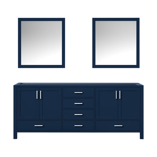 English Elm Navy Double Bath Vanity 80" W x 22" D with Two 30" Mirrors — Spacious Storage, Fully Assembled Wood Cabinet B2731S00562