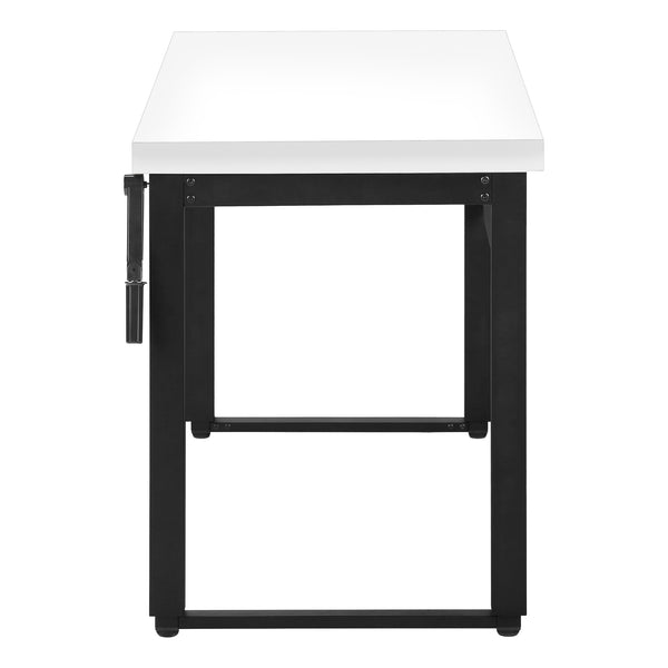 English Elm Computer Desk - Adjustable Standing Workstation, Modern White Laminate & Black Metal, Space-Saving Design B2710P219896
