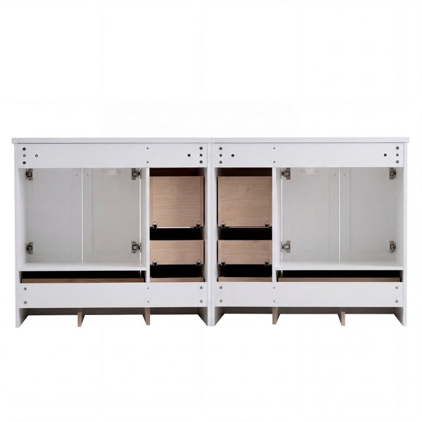English Elm 72-inch Shaker Double Bathroom Vanity White Mdf Soft Close Drawers Resin Basin N729P000029K
