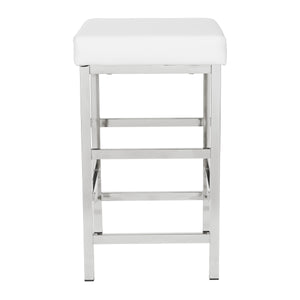 OSP Home Furnishings 26" Polished Chrome Backless Stool White