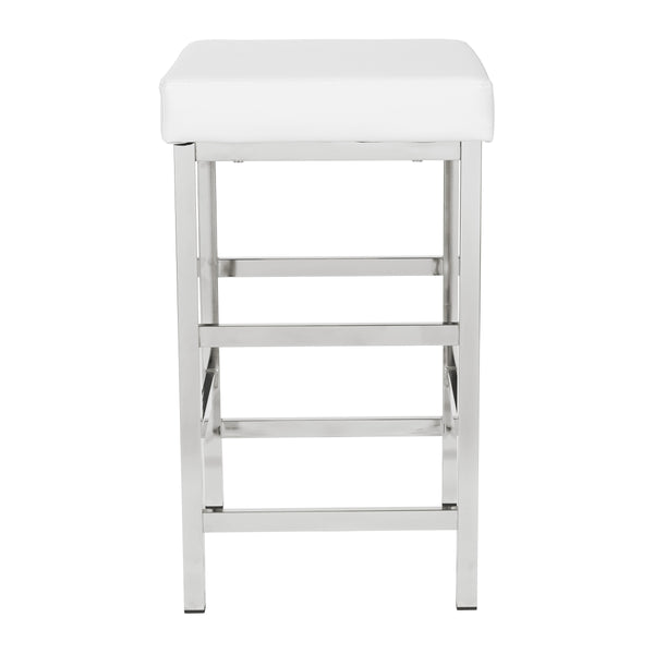 OSP Home Furnishings 26" Polished Chrome Backless Stool White