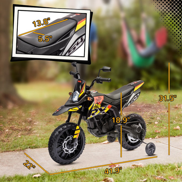 English Elm Qaba Kids Electric Dirt Bike 6v Battery Powered Ride on with Training Wheels Ages 3 to 8 Yellow W2225P249806