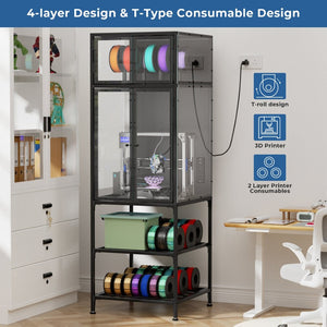 English Elm 3d Printer Cabinet with Filament Storage Rack Dust Proof Acrylic Doors Studio W3190P417762