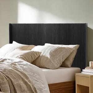 English Elm Wood Fluted Wingback Queen Headboard Wall Mounted Walnut Farmhouse Bedroom Accent W3520P327614