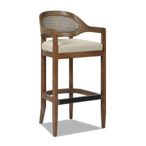 English Elm Jennifer Taylor Home - Americana Mid-Century Modern 30.5" Cane Back Bar Stool with Solid Oak Frame, Handmade Craftsmanship Beige B2719P296894