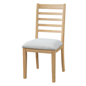 English Elm 2-piece Farmhouse Ladder Back Dining Chair Set Rubberwood Frame Upholstered Seat Kitchen Natural+Beige N752P436723N