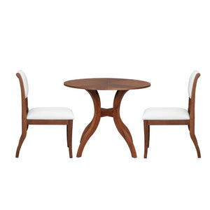 English Elm Walnut Dining Table Set: 39.4" Round Table & 2 Upholstered Chairs - Classic Elegance For Your Home TWSET-GRACIA1D-GIGA