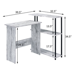 English Elm Antique White And Black Office Desk With Integrated Bookshelf For Stylish & Organized Workspaces B062P184525