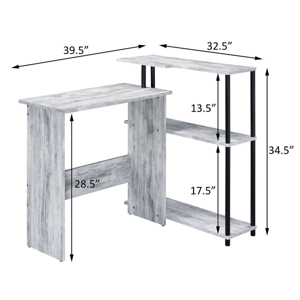 English Elm Antique White And Black Office Desk With Integrated Bookshelf For Stylish & Organized Workspaces B062P184525