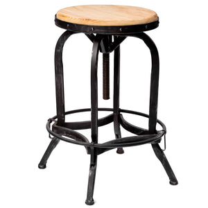 English Elm Christopher Knight Home® - Firwood Industrial Swivel Barstool with Adjustable Height, Firwood Seat & Sturdy Iron Frame, Pewter Natural Finish 52135.00
