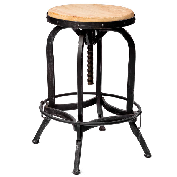 English Elm Christopher Knight Home® - Firwood Industrial Swivel Barstool with Adjustable Height, Firwood Seat & Sturdy Iron Frame, Pewter Natural Finish 52135.00