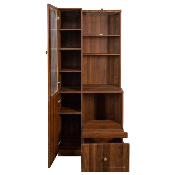 English Elm Kitchen Farmhouse Pantry Cabinet Tall Freestanding Three Door Pull Out Organizer W331S00212