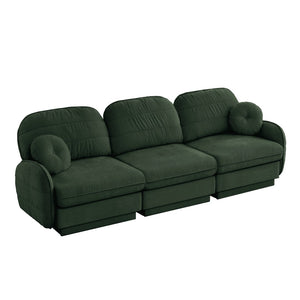English Elm 105"chenille Cloud Sofa Quilted Plush Three Seater with Deep Cushions for Living Room Green W714S01768