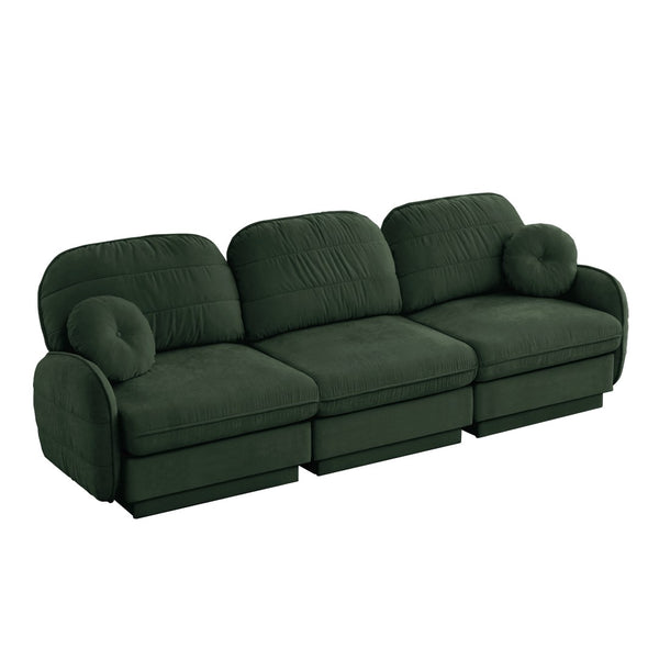 English Elm 105"chenille Cloud Sofa Quilted Plush Three Seater with Deep Cushions for Living Room Green W714S01768