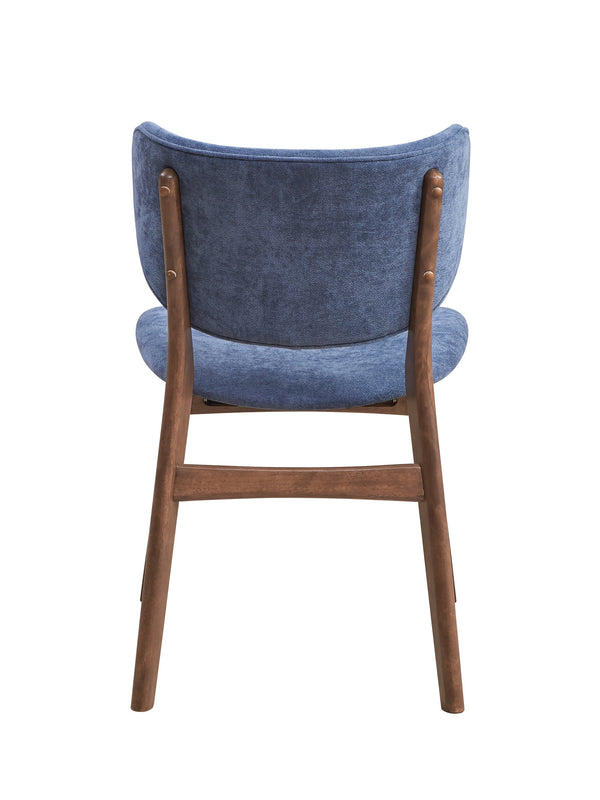 English Elm Bevis Blue Fabric Side Chairs Set of 2 - Walnut Finish, Padded Foam Seats, Water & Scratch Resistant B2726P391824
