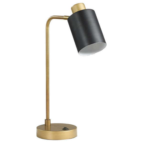 English Elm Dharma Antique Brass Metal Task Lamp with Matte Black Shade for Desk or Nightstand B062P441030