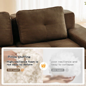 English Elm 117" Modern Modular Sectional Sofa - Plush Corduroy 3-Seater Couch, No Assembly, Stylish & Comfortable W714S01503