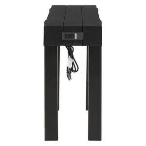 English Elm Trexm Ash Veneer Entryway Console Table Built in Power Outlet Drawer Rubberwood Black N715P361518B