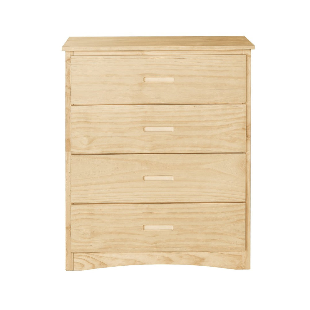 English Elm 4-drawer Vertical Pine Chest Compact Bedroom Storage with Smooth Glides Natural Finish B011P473068