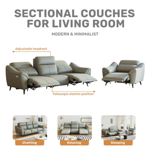 English Elm Zero Wall Power Recliner Compact Bonded Leather Chair with Lumbar and Quiet Motor W3795P455837