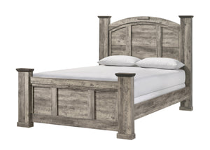 English Elm Contemporary Queen Panel Bed with LED Lighted Headboard, Distressed Textured Wood Finish, Stylish Durable Craftsmanship Gray 68.5 L x 35 W x 11.5 H B011S01572