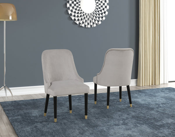 English Elm Contemporary Velvet Upholstered Rounded Back Dining Chairs with Gold Accent Legs Set of 2, Elegant Comfort Gray 30.12 L x 24.22 W x 22.25 H B011P290548