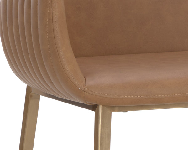 Sunpan Lucano Barstool - Stunning Milliken Cognac Faux Leather With Gold Legs For Elegant Dining Spaces Brown Faux Leather 111123