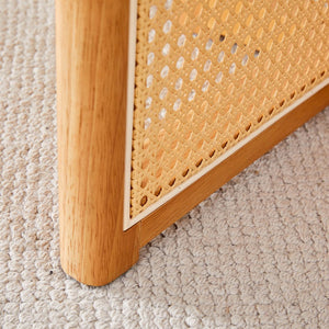 English Elm Chinese country retro solid dining table with imitation rattan legs, solid rubber frame, versatile desk Wood W1151P154592