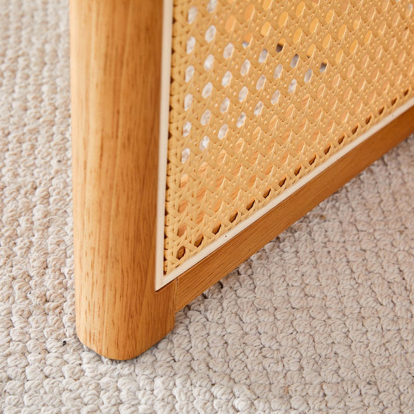 English Elm Chinese country retro solid dining table with imitation rattan legs, solid rubber frame, versatile desk Wood W1151P154592