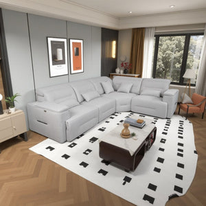 English Elm Power Reclining Sectional Sofa with Bluetooth Speakers Wireless Charging and Storage Console W3795S00017