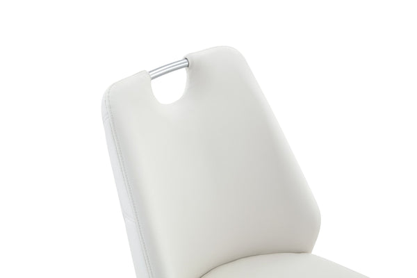 English Elm Dining Chairs Set Of 2 - Modern White Pu Leather With Gold Mesh, Chrome Handle, High Back Comfort W3493P359708