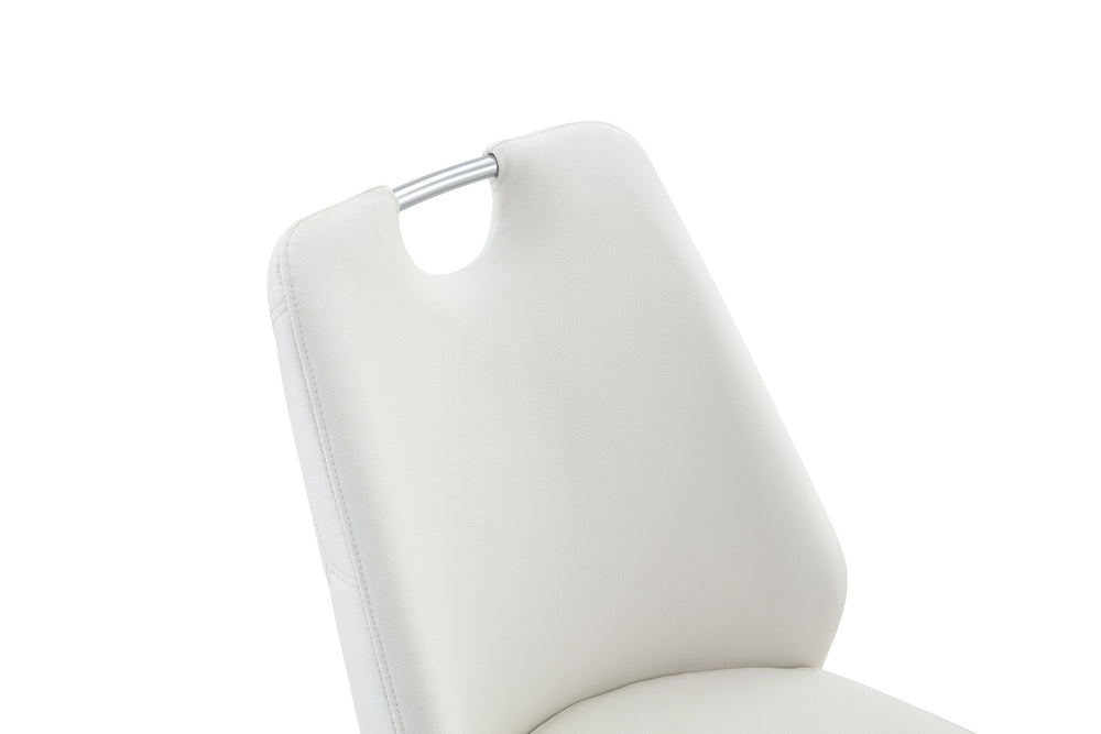 English Elm Dining Chairs Set Of 4 - Modern High-Back White Faux Leather With Gold Mesh And Chrome Accents W3493P356224