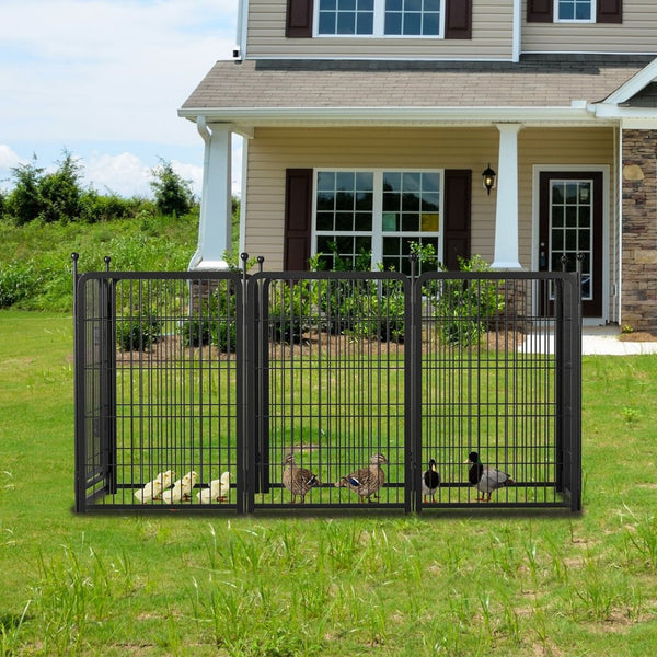English Elm Dog Playpen 8 Panel Iron Exercise Pen with Locking Gate for Indoor Outdoor Use W368P233995