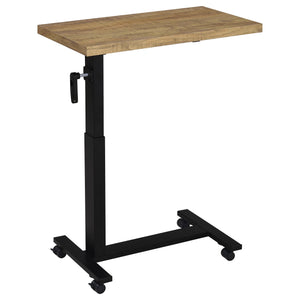 English Elm Geary Mango Height-Adjustable Mobile C-Table with Hand Crank, Locking Casters, Slim C-Base for Bedside Use B062P375562