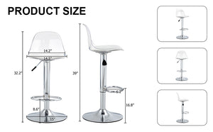 English Elm Modern PU Bar Stools Set of 2 — 360° Swivel, Height Adjustable, Waterproof Leather, Ergonomic White Finish W1151P200322