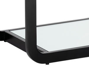 Sunpan Ambretta Side Table - Modern Elegance with Smoked Glass, Black Stainless Steel Frame & Mirror Shelf