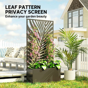 English Elm Outsunny Galvanized Steel Raised Planter with Built-in Trellis for Vertical Garden Growth W2225P485568