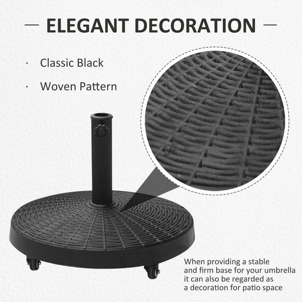 English Elm Outsunny Heavy Duty 50 Lbs. Umbrella Base With Wheels, 20.5" Portable Stand For 1.5"-2" Umbrella Poles W2225P174231-GIGA