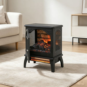English Elm 18 Inch Infrared Quartz Freestanding Electric Fireplace Stove with 3d Flame Effect W1769112698
