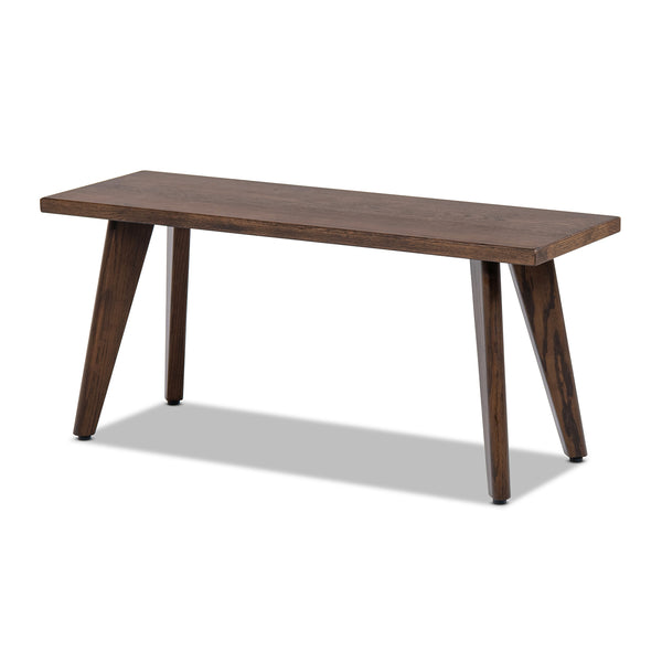 English Elm Jennifer Taylor Home - Capri Solid Red Oak Wood Bench 41.5" – Handcrafted Mid-Century Tapered Legs, Slim Space-Saving Seat Dark Brown B2719P395572