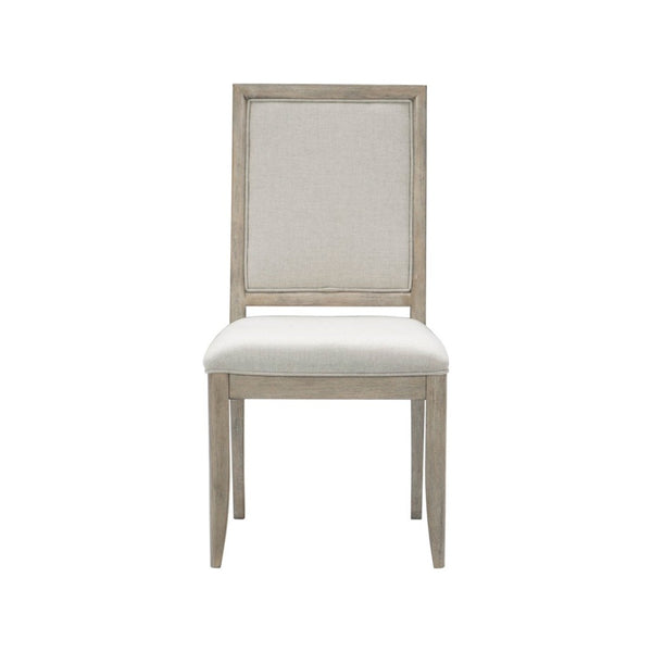 English Elm Modern Oak Veneer Extendable Dining Set with Four Upholstered Chairs Gray Finish B011S01550