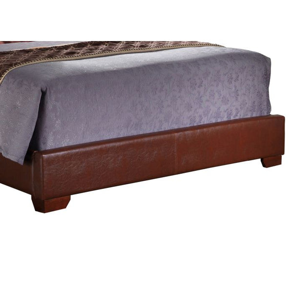 English Elm Rustic Light Brown Full Bed with Durable PU Frame, 47H x 57W x 81D in, Cozy Finish, Fits Multiple Mattresses B078108078