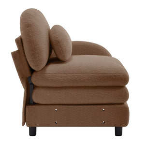 English Elm Vitoria Curved Modular Sectional Sofa Plush Teddy Fleece Sculptural Living Room Seating W5656P454265