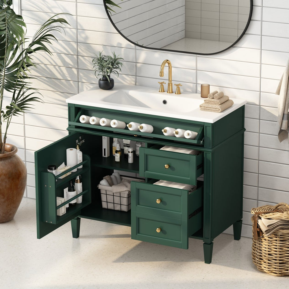 English Elm 36'' Modern Bathroom Vanity With Elegant Sink, 2 Drawers, And Tip-Out Storage For Stylish Spaces N710S136004F