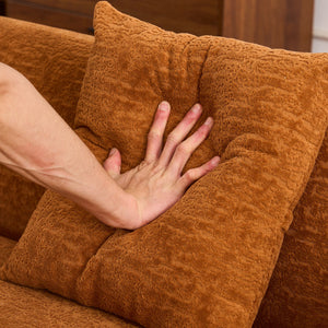 English Elm Boneless L-Shape Sectional Sofa with Curved Chaise Modern Modular Chenille Couch 30D Foam Comfort Lounge Elegance for Living Room Apartments Orange W2231S00009