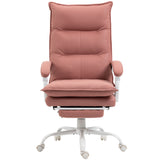 English Elm Vinsetto Executive Massage Office Chair With 6 Vibration Points, Microfiber Computer Desk Chair, Heated Reclining Chair With Footrest, Armrest, Double Padding, Pink