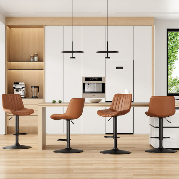 English Elm Bar Stools Set Of 2 – Stylish Swivel Adjustable Height Chairs With Back Support For Home Bars & Kitchens T3623P363387