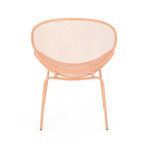 English Elm Christopher Knight Home® - ELBA Modern Mesh Shell Chat Set with Powder-Coated Iron Frame, Retro Minimal Outdoor Seating Orange N775P250740O